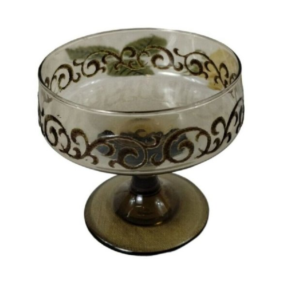 Vintage Libbey Brown Swirl 1970s Prado 2 Piece Champagne Goblets Dessert Bowls - Picture 11 of 16